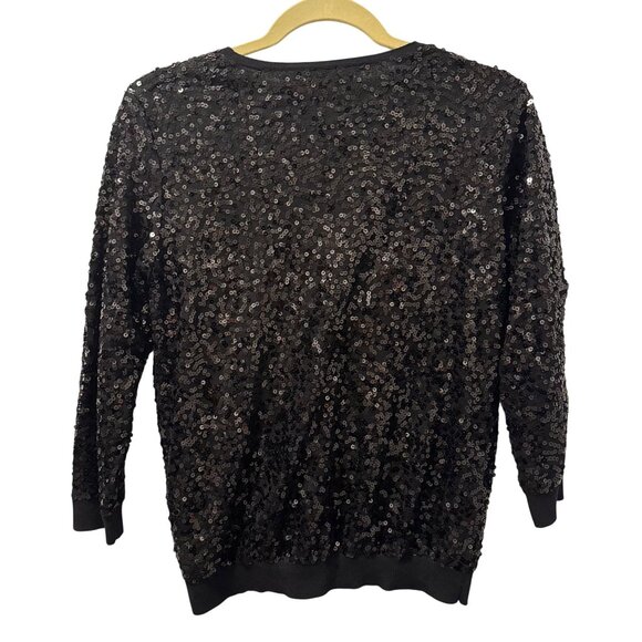 Lauren Conrad Womens Sequin Cardigan Sweater Sz Medium Black - Picture 9 of 12